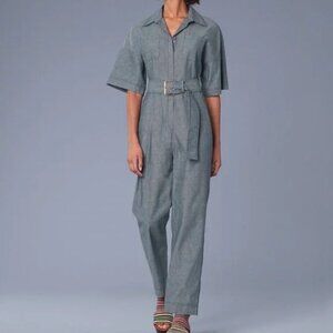 NWT Diane Von Furstenberg Pocket Belted Jumpsuit Indigo Sz 00